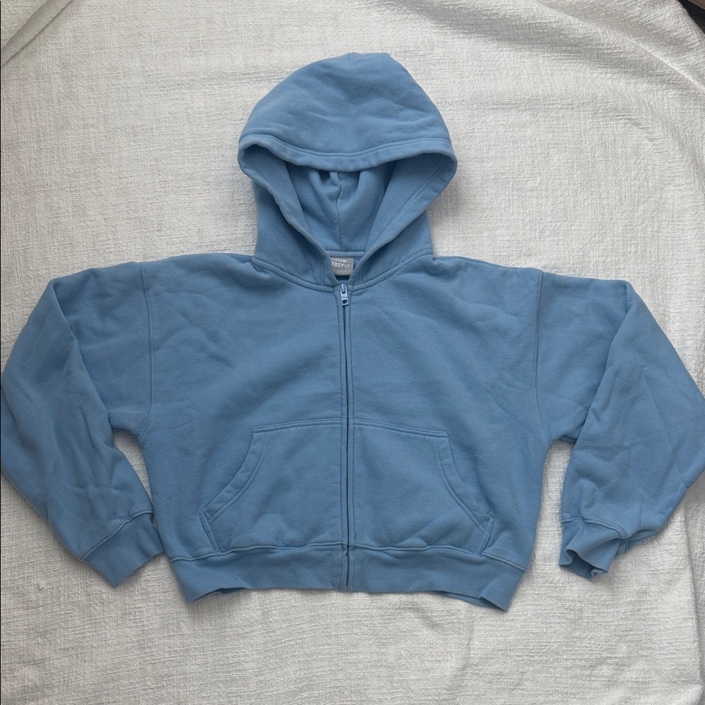 TNA Cozy AF Boxy Sky Blue Zip-Up Hoodie
